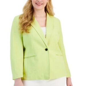 $149 Anne Klein Plus Size 16W Single-Button Notched Collar Blazer Jacket -LINEN